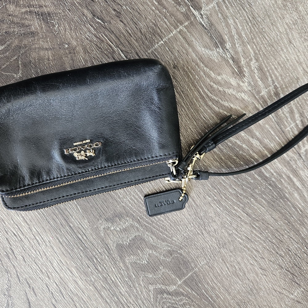 Coach Black Leather Wristlet